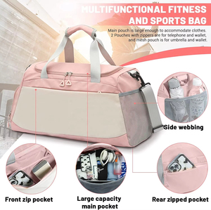 Bolsas de Viaje Impermeables con Logotipo Personalizado, Bolsa Deportiva de Gimnasio con Compartimento para Zapatos y Bolsillo Impermeable - Product Image 6