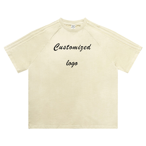 T-shirt a <span class=keywords><strong>maniche</strong></span> corte da uomo a <span class=keywords><strong>maniche</strong></span> corte lavate e invecchiate per impieghi gravosi strisce da strada semplici mezza manica allentata - Product Image 5