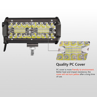 Barre lumineuse LED tout-terrain pour voiture de 7 pouces 120W 3 rangées avec éclairage LED étanche pour camion, voiture, pick-up, bateau, golf, VTT, UTV