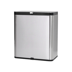 Poubelle de cuisine murale en acier inoxydable rectangulaire à suspendre avec couvercle coulissant pour utilisation dans un placard domestique - Product Image 4