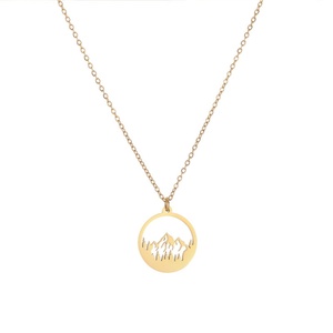 สร้อยคอสแตนเลสรูปภูเขาสำหรับผู้หญิงจี้กลวงชุบทอง18K ที่สวยงาม - Product Image 2