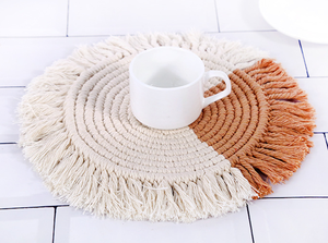 Posavasos de Macramé de Algodón Grueso, Hechos a Mano, Ecológicos, Antideslizantes, Resistentes al Calor, con Borla - Product Image 5