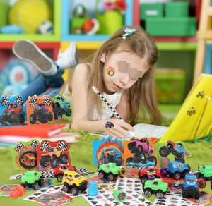 Crayons, mini-carnets, règles, tampons, autocollants, jouets, cadeaux, <span class=keywords><strong>pinatas</strong></span>, sacs <span class=keywords><strong>de</strong></span> friandises et articles <span class=keywords><strong>de</strong></span> fête sur le thème des Monster Truck <span class=keywords><strong>de</strong></span> course pour anniversaire - Product Image 3