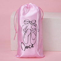 Sac de rangement pour chaussures de ballet pour femmes, en toile et satin, avec cordon de serrage, respirant, pour adultes et enfants