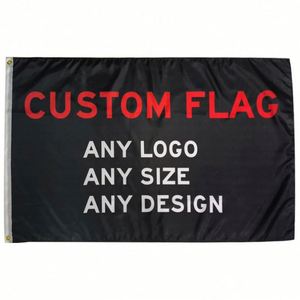 Drapeaux et bannières personnalisés en polyester 100% - Taille, couleur et style sur mesure - 3x5 pieds (90x150 cm) - Vente en gros d'usine - Toute couleur, toute taille, tout design - Product Image 2