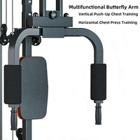 Estación Multifunción Robusta para Gimnasio en Casa: Rack de Sentadillas con Cables y Polea de Tracción, Barra Dip y Sistema de Power Rack