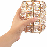Boîte de rangement métallique, organisateur de maquillage en cristal, boîte de rangement de brosse à ongles, porte-crayon de beauté, organisateur de brosses de maquillage, style européen