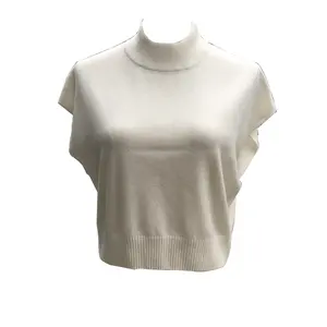 देवियों क्रू गर्दन बिना आस्तीन का स्वेटर बुना हुआ कश्मीरी स्वेटर बनियान महिलाओं के लिए
