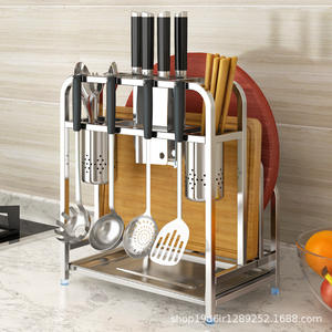 ที่วางมีดสแตนเลส 304 แบบขายส่ง ชั้นวางครัวอเนกประสงค์ รุ่นใหม่ พร้อมที่เก็บจานในตัว - Product Image 2