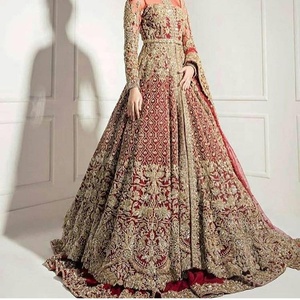 Beautiful -Indian/Pakistani Bridal Long jacket with Lehenga dress Embellished in crystal glass beads stone work for Wedding-2020 - Product Image 1
