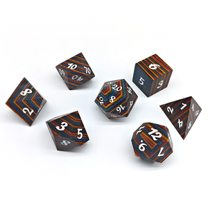 Jeu de dés polyédriques de ligne de grille en bois naturel arc-en-ciel de haute qualité pour donjons <span class=keywords><strong>et</strong></span> dragons jeux RPG Option d'usine personnalisée - Product Image 1