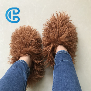 Mode fourrure pantoufle femmes chaussures mongol <span class=keywords><strong>peau</strong></span> de <span class=keywords><strong>mouton</strong></span> diapositives fourrure en peluche maison sandales hiver diapositives pantoufle en gros - Product Image 3
