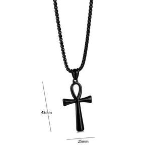 Collar con Colgante de Cruz Cristiana Vintage y Ankh Egipcio para Hombre/Unisex/Mujer, Acero Inoxidable 316L con Incrustaciones de Circonita, Baño de Oro de 18K - Product Image 6