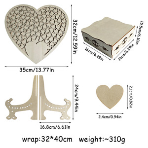 Mộc mạc đám cưới của khách cuốn sách thay thế Drop Top khung với Hearts gỗ thủ công mỹ nghệ bằng gỗ hộp dấu hiệu tường trang trí nội thất - Product Image 2