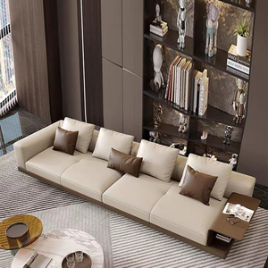 Sofá de Cuero de Lujo Ligero de Fábrica de Foshan, Sofá de Cuero para Sala de Estar 1+2+3, Sofás de Bajo Precio - Product Image 6