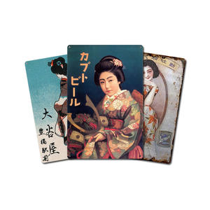Letrero Metálico de 20x30 CM al por Mayor, Decoración de Pared para Casa o Salón de Té, Letrero de Metal Vintage con Diseño de Mujer en Kimono Japonés - Product Image 1