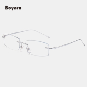 Boyarn Petit Rectangle Polygone Diamant Alliage de Titane Sans Monture <span class=keywords><strong>Photogray</strong></span> Antireflet <span class=keywords><strong>Lunette</strong></span> Photochromique Montures de Titane Lunettes - Product Image 1