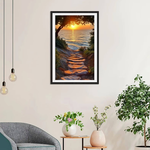 Quadro su Tela con Paesaggio Marino al Tramonto, Decorazione Moderna per la Casa, Stampa di Natura e Paesaggio, Immagine Incorniciata per Design d'Interni - Product Image 2