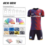 Seragam Sepak Bola Musim Panas Dewasa Unisex Amerika yang Dapat Disesuaikan, Bahan Polyester Bernapas, Cepat Kering, Cetak Transfer Panas, Polos