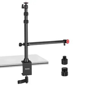 NEEWER Camera Desk Mount With Overhead Camera Mounting Arm And 1/4" Ball Head 17" - 41" Adjustable C Clamp Tabletop Light Stand