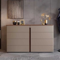 Meuble TV moderne en bois massif avec 5+ tiroirs, rangement de bout de lit en cuir pleine fleur, pour chambre à coucher, usage domestique, garantie 5 ans