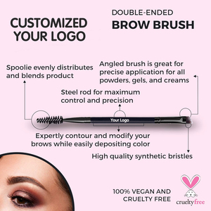 Chất lượng cao Nhãn hiệu riêng gỗ màu đen xử lý Kabuki kép đã kết thúc duy nhất trang điểm bàn chải cho nền tảng bột lông mày - Product Image 4