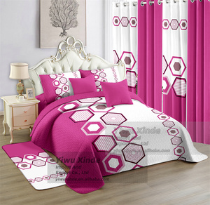 Großhandel Amerikanischer Stil 12-teiliges King-Size Bedrucktes Mikrofaser-Bettüberwurf-Set mit Passenden Vorhängen Bett in einer Tasche - Product Image 4