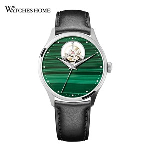 Montre automatique OEM avec logo personnalisé, 39 mm, acier 316L, cadran saphir vert malachite, roue d'équilibrage ouverte à 12 heures, GM0058 - Product Image 1