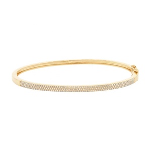 Lozrunve Bling <span class=keywords><strong>CZ</strong></span> Đá Pave <span class=keywords><strong>CZ</strong></span> Thời Trang Ba Hàng <span class=keywords><strong>Bangle</strong></span> Vòng Đeo Tay Sterling Silver Bạc 925 - Product Image 1