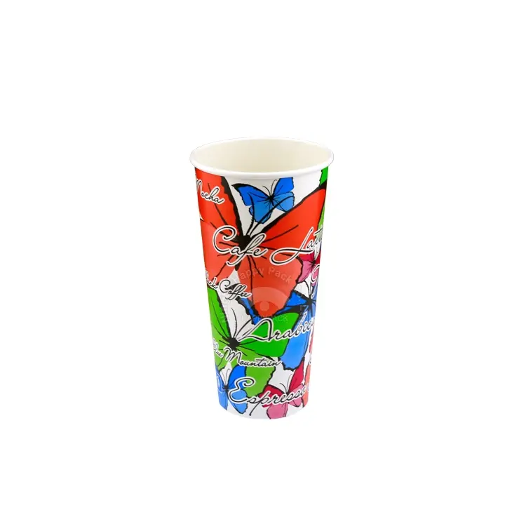 HAPPYPACK Wholesale Disposable High Quality Custom Color Party Paper Cup 22oz Cold Drink Paper Cup Double PE Free Sample