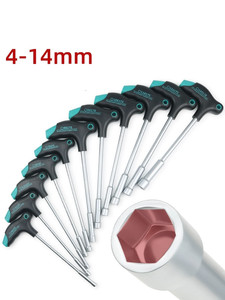 Sıcak satış <span class=keywords><strong>T</strong></span> tipi metrik anahtar el aracı çelik Hex lokma anahtar kauçuk saplı - Product Image 4