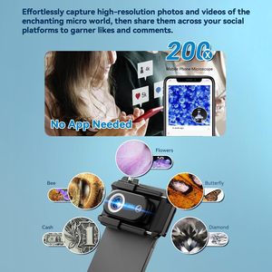 NOUVEAU Objectif de microscope à grossissement ultra HD 200X avec 12 LED et pince de fixation rapide pour téléphone - Product Image 5
