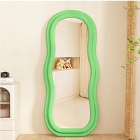 Miroir pleine longueur de luxe léger et moderne, design sur pied, cadre en bois fait main, verre de 4 mm d'épaisseur, anti-explosion, pour chambre et salon
