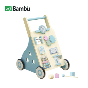 WDF Customizable Montessori Baby Push <strong>Stroller</strong> Walker Toy Andador Para Beb&eacute;s Bamboo Wooden Baby Walker With Wheels