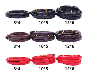 Бмз переработанный 12*6 мм плоский плетеный шнур из натуральной кожи <span class=keywords><strong>OEM</strong></span> 12*6 мм Плетеный кожаный шнур Боло - Product Image 3