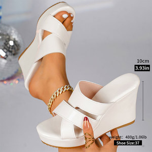 Nouvelles Chaussures <span class=keywords><strong>Femme</strong></span> Style Personnalisé Sexy à Talons Hauts, Sandales à Double Bride et <span class=keywords><strong>Talon</strong></span> <span class=keywords><strong>Compensé</strong></span> en X, Chaussures de Plage ZuT501 - Product Image 5