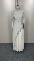 Robe de luxe semi-extravagante ornée de paillettes et de diamants, avec lacets, style islamique, longue robe, jalabiya, kaftan, abaya pour l'Aïd