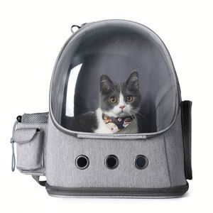 Oxford Waterproof Pet <b>Backpack</b> Carrier with Zipper Closure 35x26x43cm Transparent Bubble Space Design for <b>Cats</b> & Dogs - Product Image 4