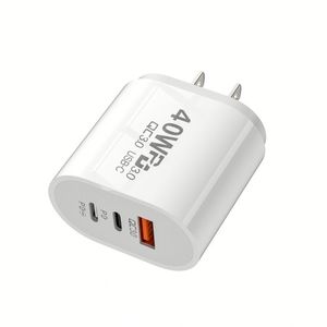 อะแดปเตอร์แปลงไฟแบบ US/EU สำหรับโทรศัพท์มือถือ ช่องเสียบ A+C ชาร์จเร็ว USB-C  2 ช่อง Type C สำหรับสมาร์ทโฟน - Product Image 1