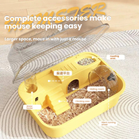 Cage à hamster en plastique pour intérieur, avec vue panoramique HD, double compartiment, roues silencieuses, couvercle rabattable, interactive, facile à nettoyer, cage en acrylique pour hamster