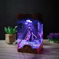 Lampe en résine luminescente Dasrivin - Ornement de lampe de nuit de bureau en résine époxy changeante de couleur et irisée