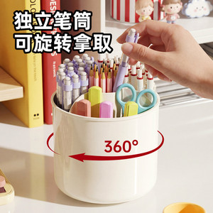 Multifunctional Desktop Pen Holder With Partitions Round 360 Degree <b>Rotatable</b> For Office <b>Desk</b> Organization - Product Image 1