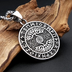 yunnique Norse Viking Odin Rune Pendant <b>Tree</b> Of Life Stainless Steel <b>Necklace</b> Men's Jewelry Gift - Product Image 2