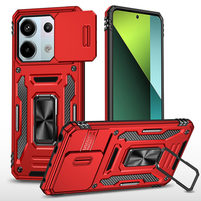 Armor 2-in-1 Hybrid Protection Case for Redmi Note 13 Pro POCO X6 Pro 5G PC+TPU Hybrid Cover Slide Camera Car Mobile Phone Case