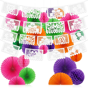 Guirnaldas de Papel de Seda Blancas para Fiestas y Bodas, Banderines de 14 x 9 Pulgadas Precolgados para Decoración de Fiestas Temáticas Mexicanas - Product Image 5