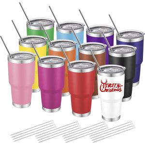 Insulated Tumbler 30oz Stainless Steel Double Wall Vacuum Travel <b>Coffee</b> <b>Cup</b> Lid <b>Straw</b> Multicolor Set 6-12 Hours Thermal - Product Image 1