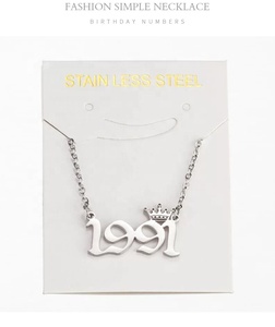 Toptan paslanmaz çelik kolye yıl taç numarası kazak zinciri moda takı kolye - Product Image 6