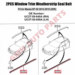Set Karet Seal Pintu Mobil Luar Kiri & Kanan (2 Buah) Weatherstrip Baru untuk Mazda BT50 12-19 Generasi ke-2 Seri UP/UR - Product Image 2
