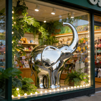 Sculpture d'éléphant en acier inoxydable poli sur mesure Décoration de zoo/aire de jeux (Service OEM/ODM)