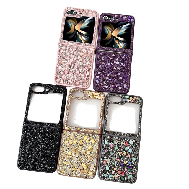 Luxury Diamond Stone Protective Case Colorful Glitter Bling Folding Phone Case for Samsung Galaxy Z Flip 7 6 5 4 3